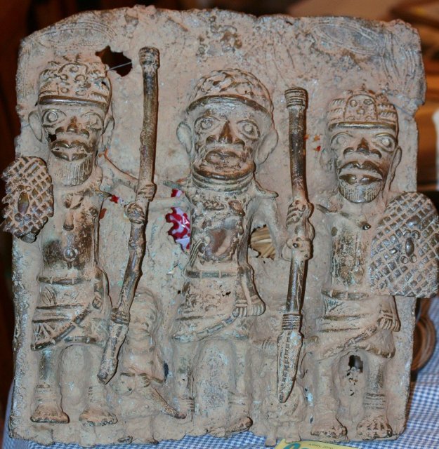 Nigerian Bronze Warrior Plaque