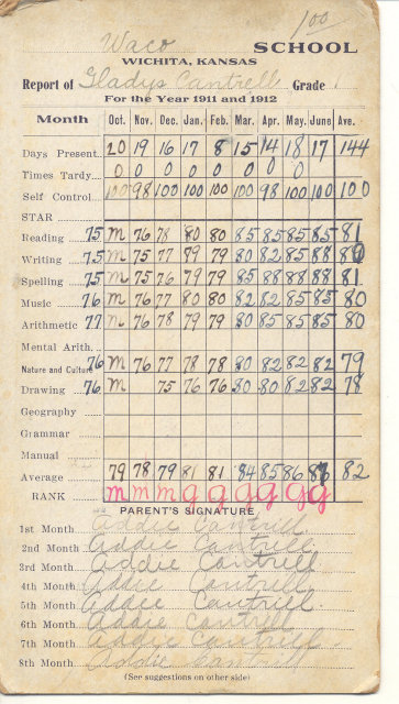 Cantrell Report Card 1911