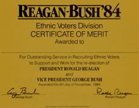 Regan Bush Voter Certificate