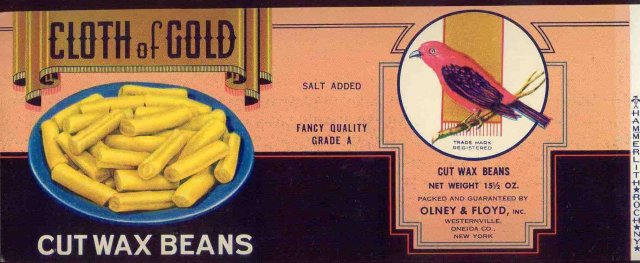 Cloth of Gold Wax Bean Label