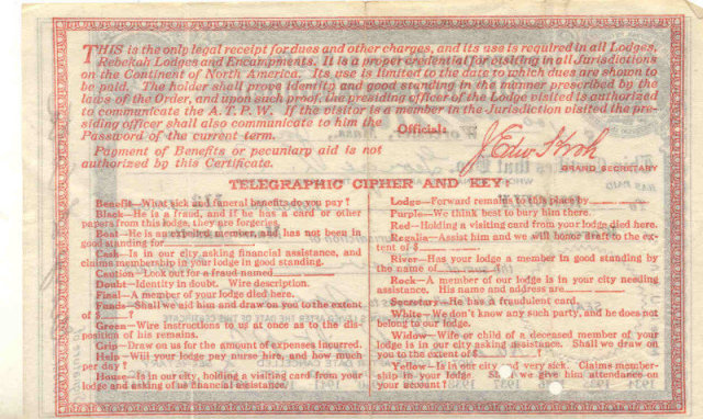 Independent Oddfellows Certificate