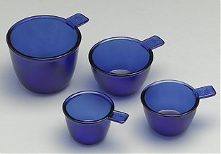 Glass Measure Cups in Cobalt Blue
