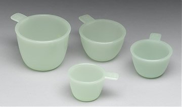 Glass Measure Cups in Jade