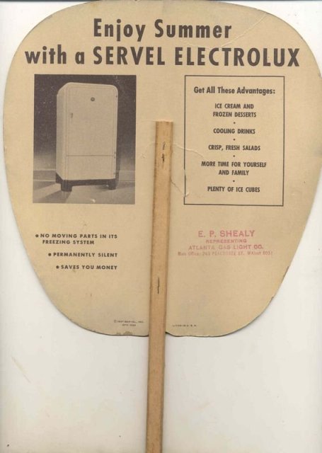 Servel Electrolux Advertising Fan 1950s