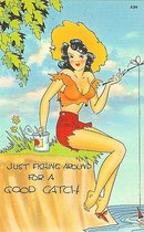 Fishing Pinup Comical Postcards