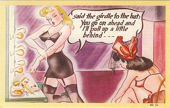 Girdle Pinup Comical Postcards