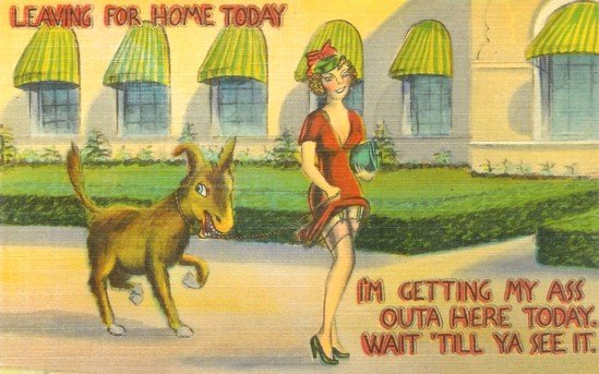 Leaving for Home Linen Postcards
