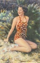 Pattern Bathing Beauty Linen Postcards