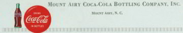 Mt. Airy Coca Cola Soda Letterhead Sheet