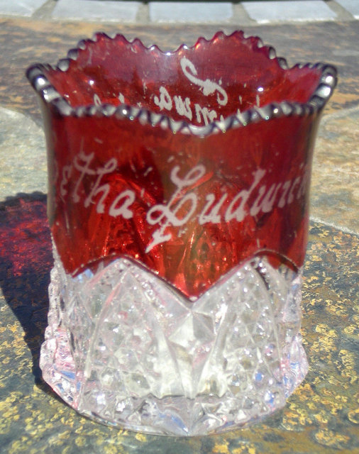 Ruby Flash Fluted Compote 1907