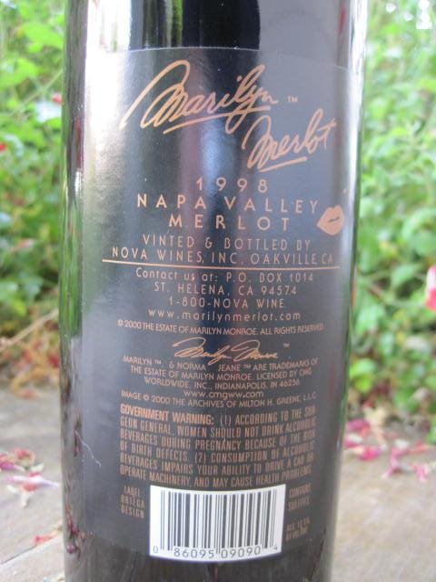 1997 Marilyn Monroe Red Wine Bottle Unopened