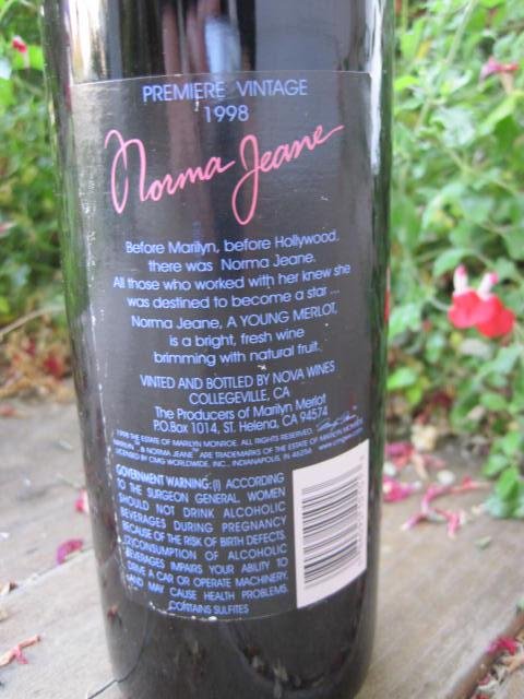 1998 Marilyn Monroe Red Wine Bottle Unopened