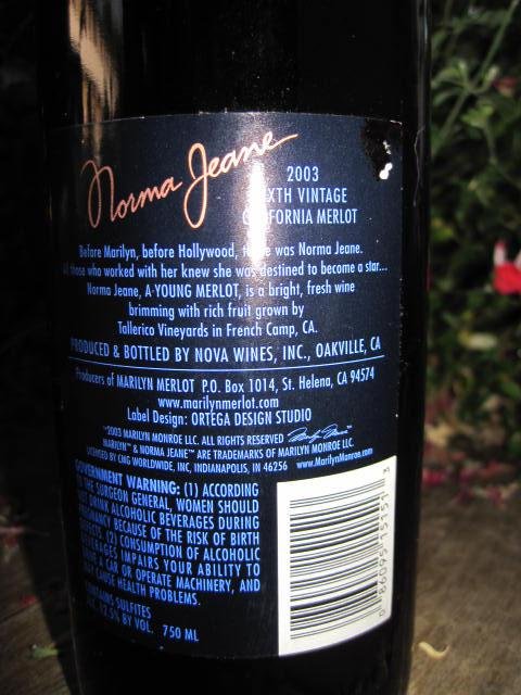 2003 Marilyn Monroe Red Wine Bottle Unopened