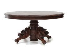 Antique Carved Round French Hunt Table
