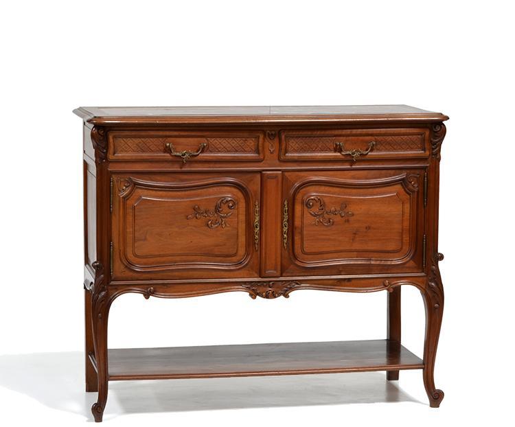 Antique Louis XV Walnut Carved Sideboard