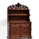 Hand Carved French Antique Hunt Sideboard Cabinet