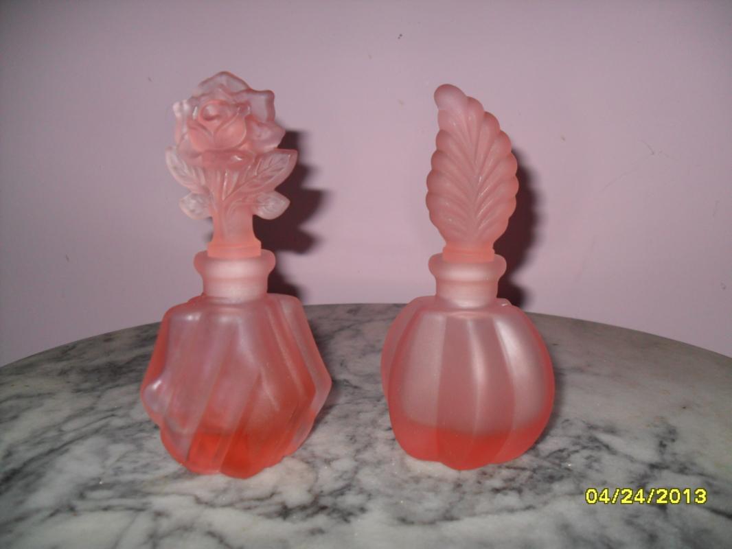 Vintage Frosted Soft Pink Perfume Bottles