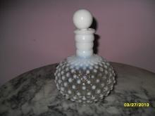 Vintage Milk Glass Hobnail Perfume Bottle w/ Stopper