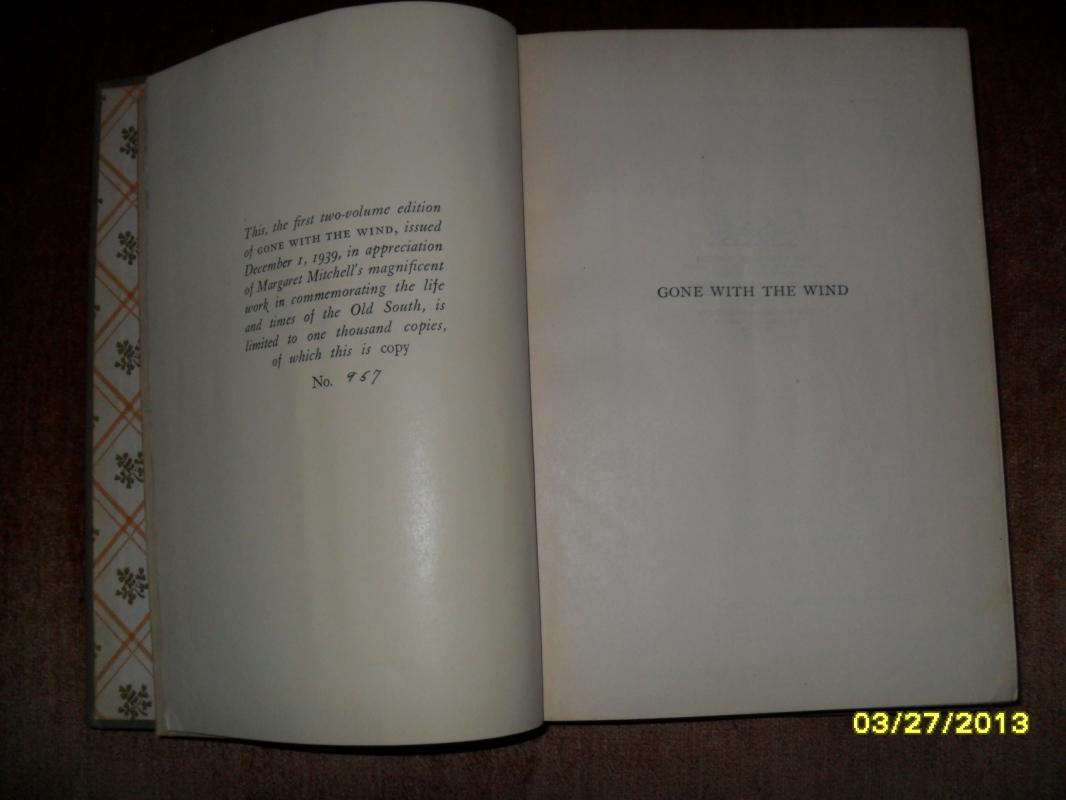 Gone With The Wind/Rare Two Volume First Edition