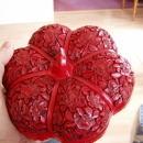 Carved Chinese Lacquer Peony Melon Box