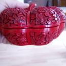 Carved Chinese Lacquer Peony Melon Box