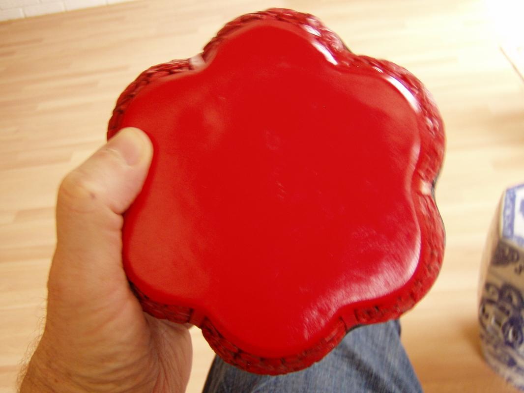 Carved Chinese Lacquer Peony Melon Box