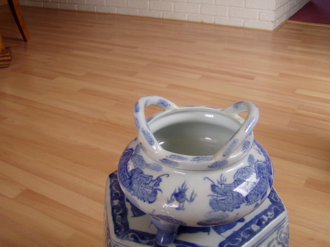Chinese Blue White Dragon Censer
