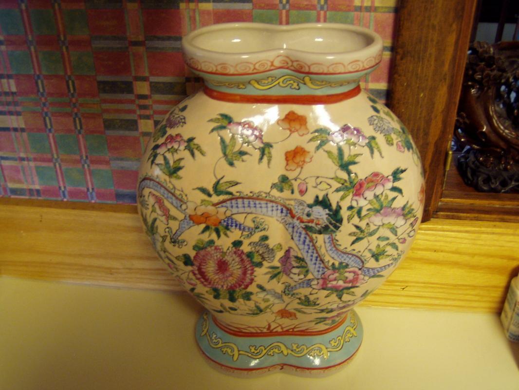 Chinese Double Vase with Dragon