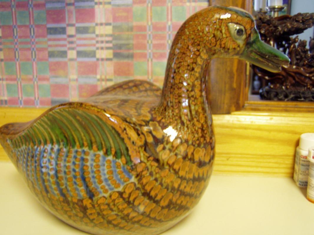 Beautiful Old Japanese Russet Pottery Duck or Goose?
