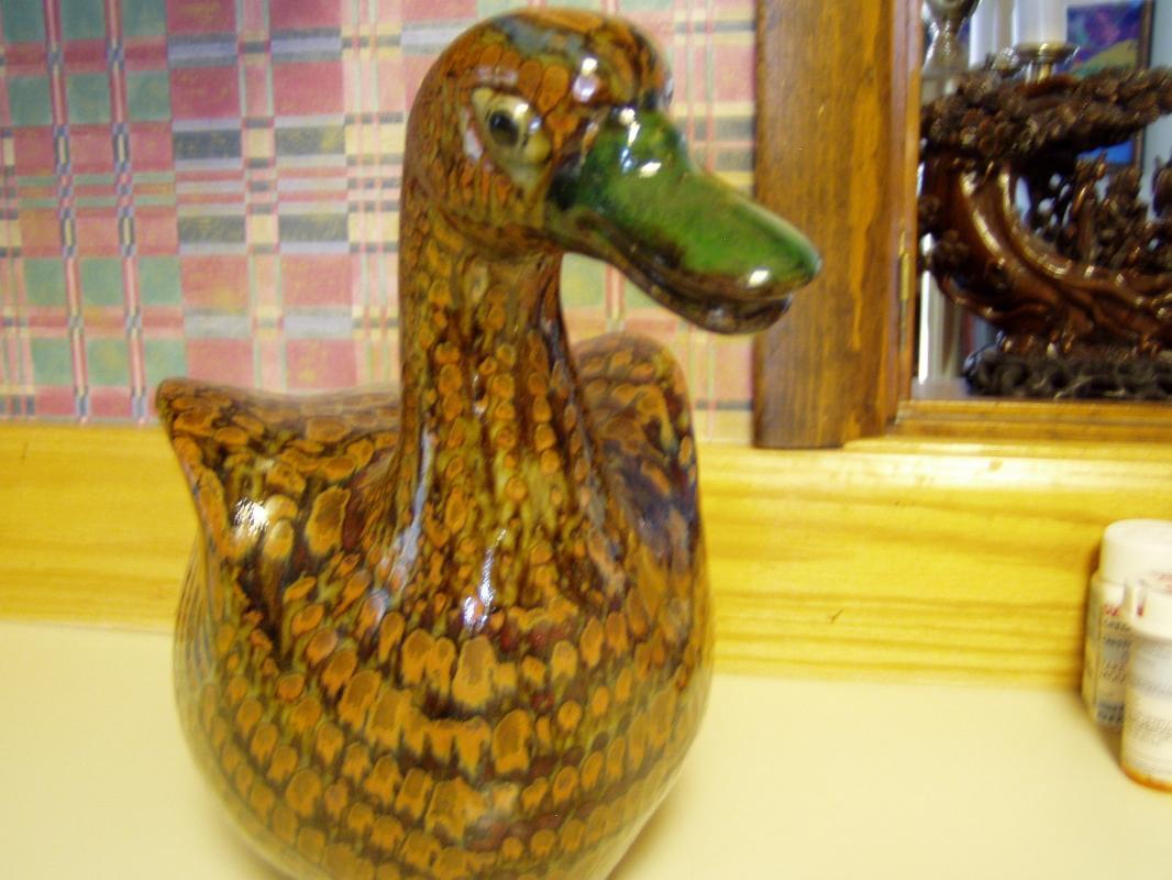 Beautiful Old Japanese Russet Pottery Duck or Goose?