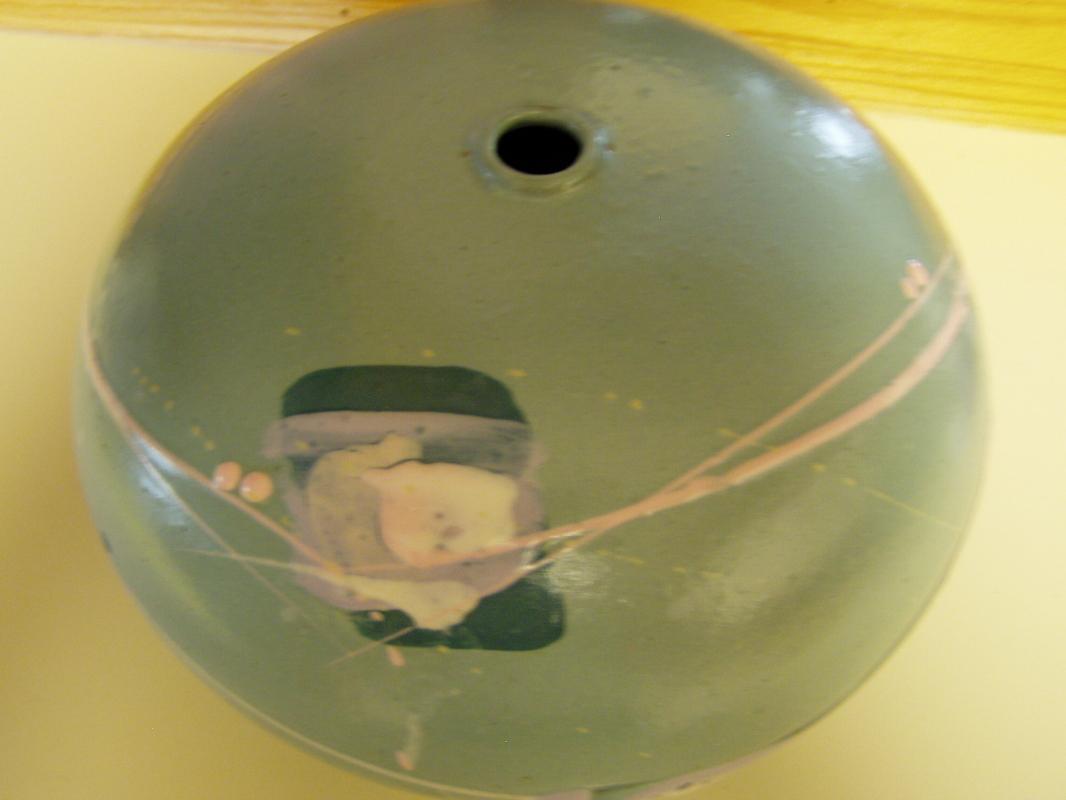 Old Japanese Studio Vase in Mint Green