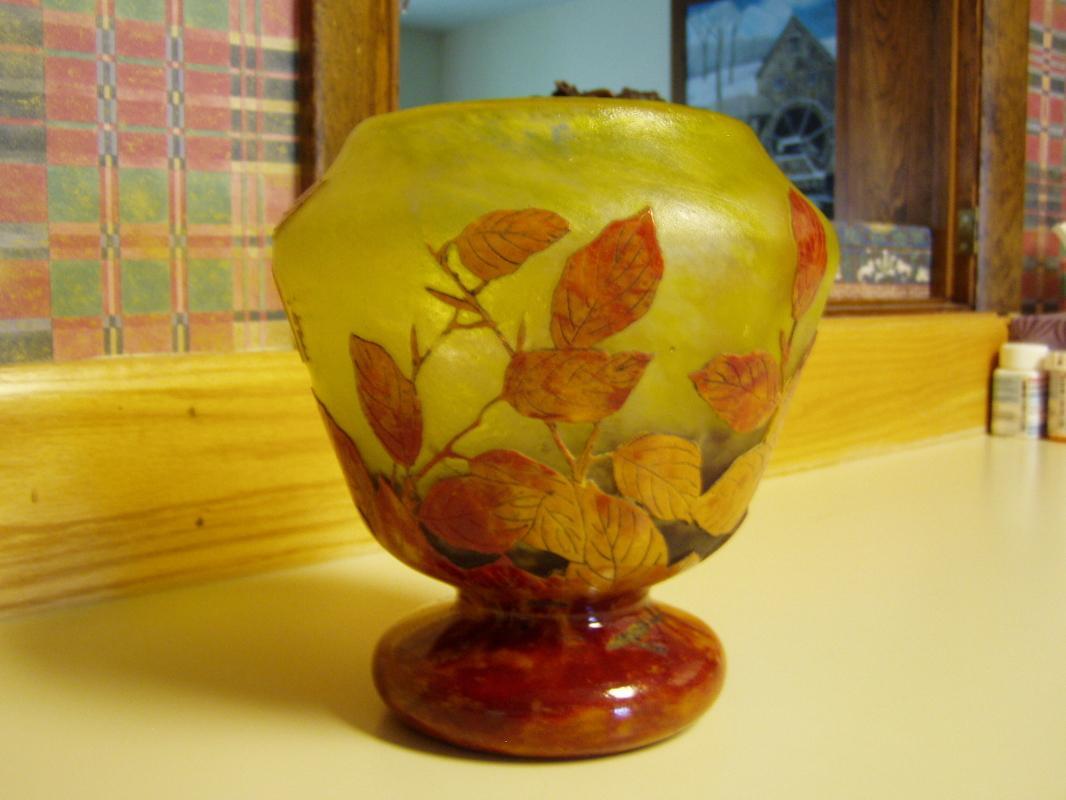 Daum Nancy French Cameo Vase with Autumn Foliage