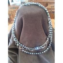 Vintage black and grey crystal beaded necklace