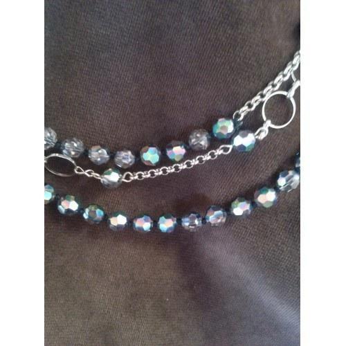 Vintage black and grey crystal beaded necklace