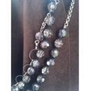 Vintage black and grey crystal beaded necklace