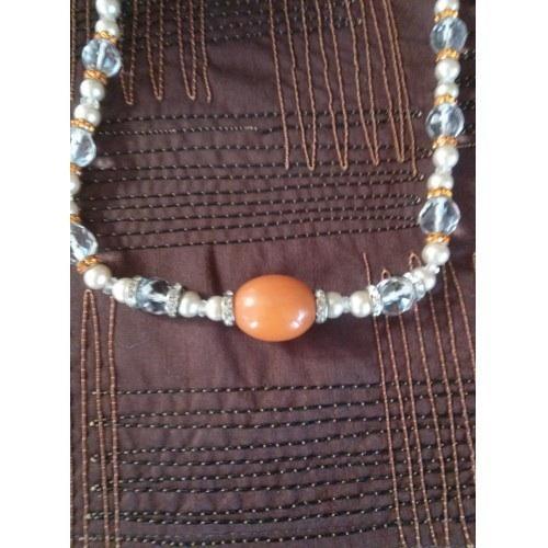 Vintage Crystal Beaded and Bakelite Necklace