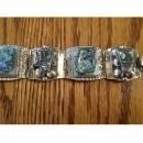 BEAUTIFUL VINTAGE STERLING SILVER AND ABALONE SHELL BRACELET