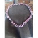 Vintage pink and black glass bead necklace