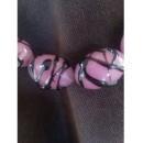 Vintage pink and black glass bead necklace
