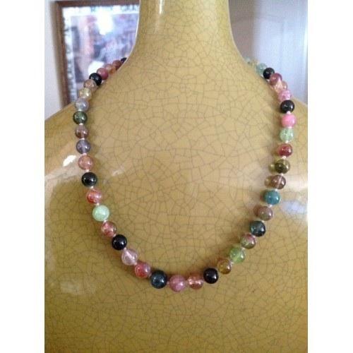 Vintage glass beaded necklace, multi-colored