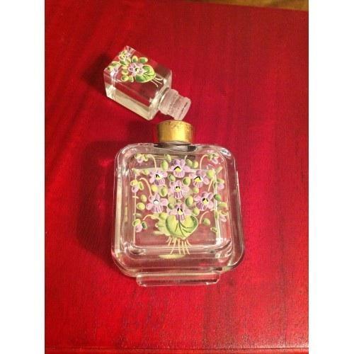 Enameled Vintage French Perfume Bottle Early 1900's