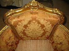 Bergere Louis XVI Style Gold Leaf Arm Chair