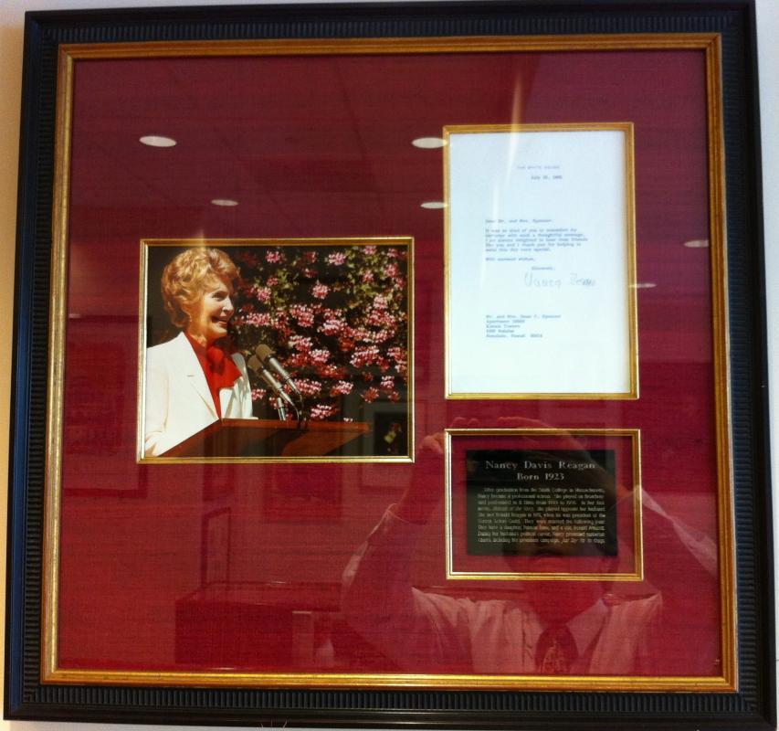Signed Letter of Nancy Reagan