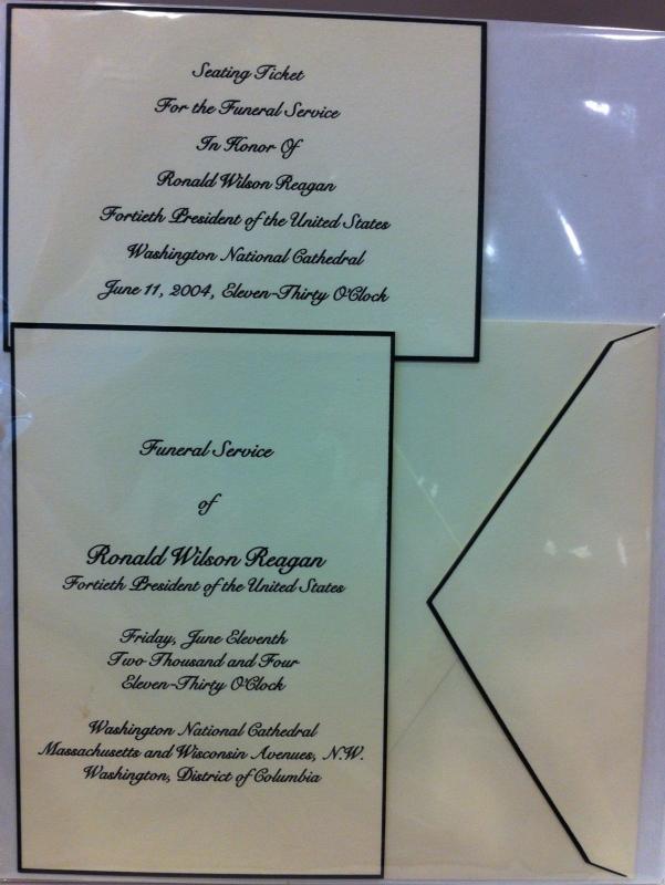 Ronald Reagan Funeral Service Invitation