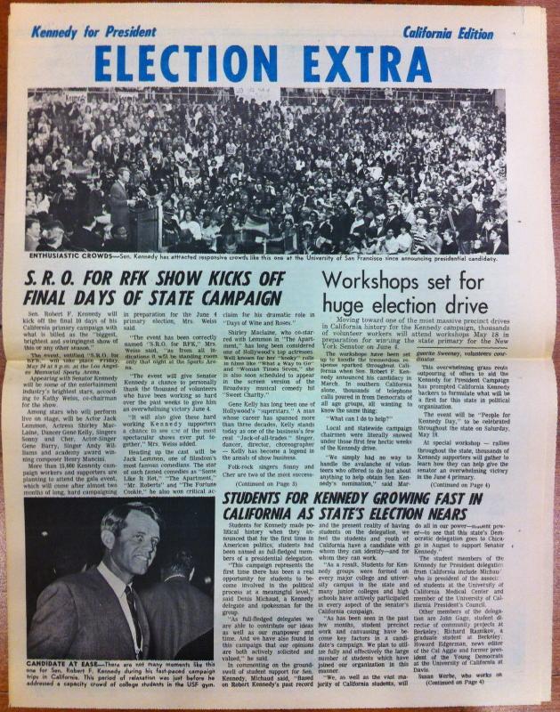 Robert F. Kennedy California Campaign Newspaper