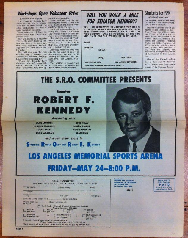 Robert F. Kennedy California Campaign Newspaper