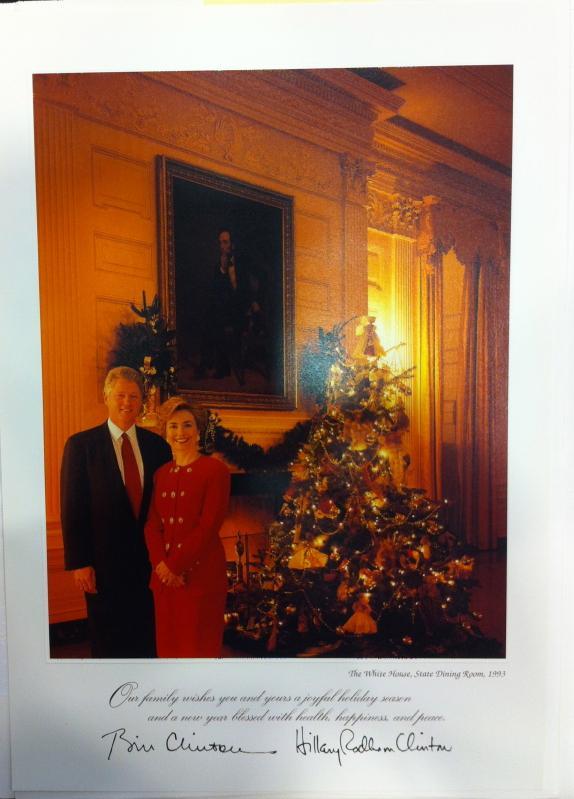 President Bill Clinton White House Christmas Gift Print 1993