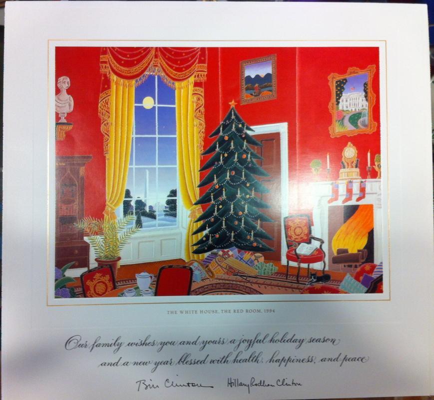 Bill Clinton White House Christmas Gift Print 1994