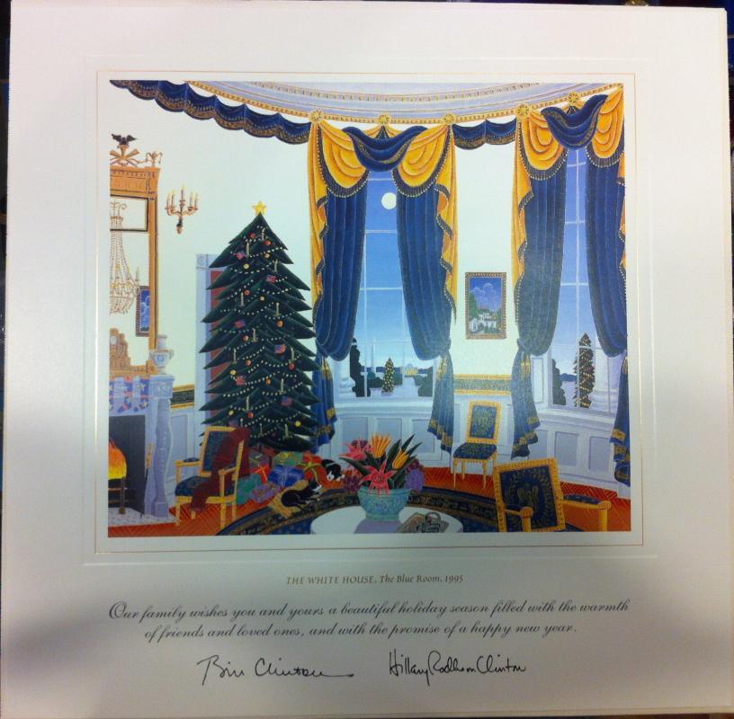 Bill Clinton White House Christmas Gift Print 1995