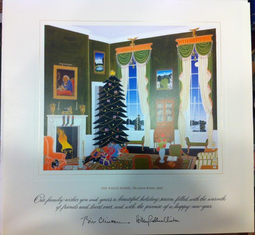 Bill Clinton White House Christmas Gift Print 1996